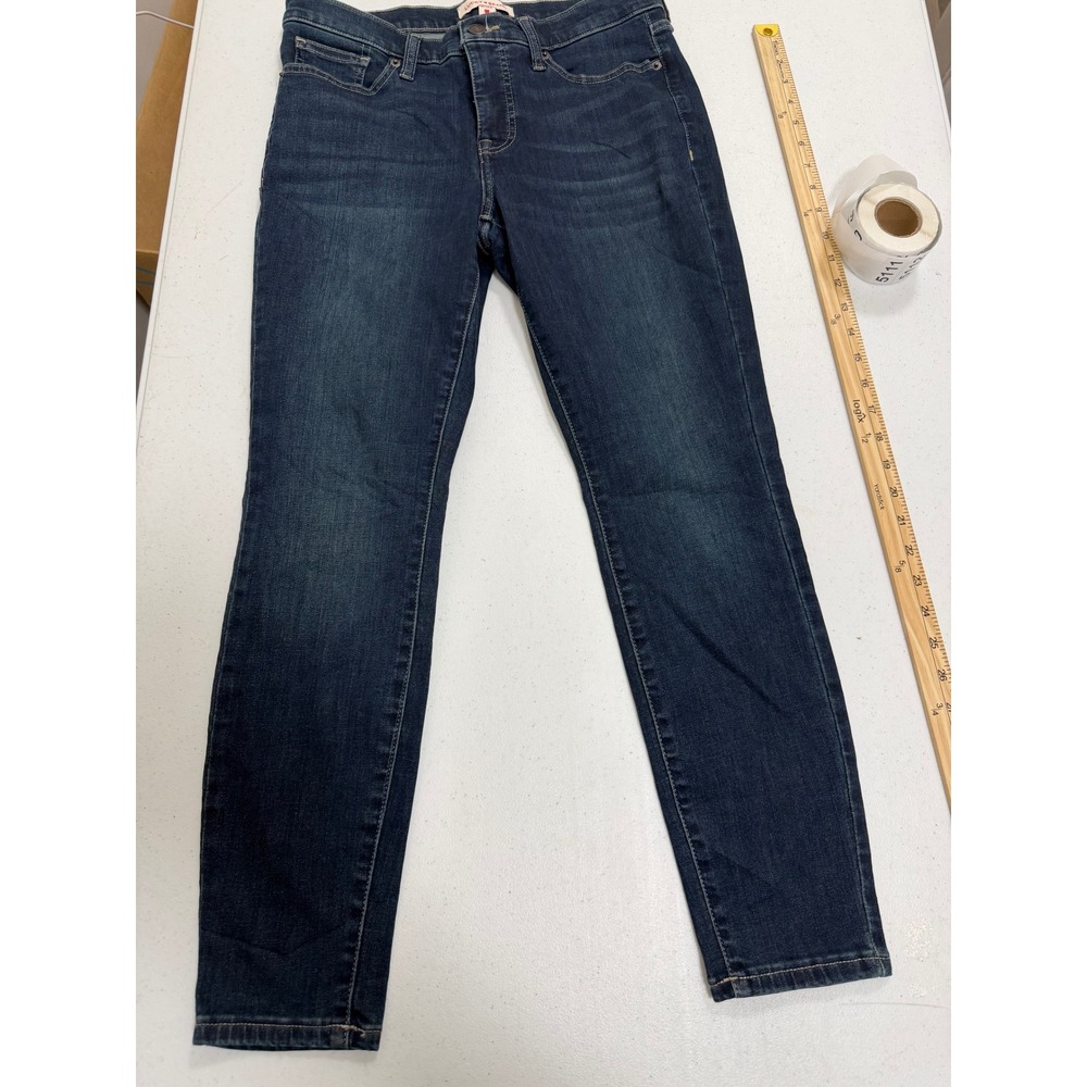 Lucky Brand Womens Dark Wash Skinny Jeans 8/29A Indigo Denim Whiskered Mid Rise